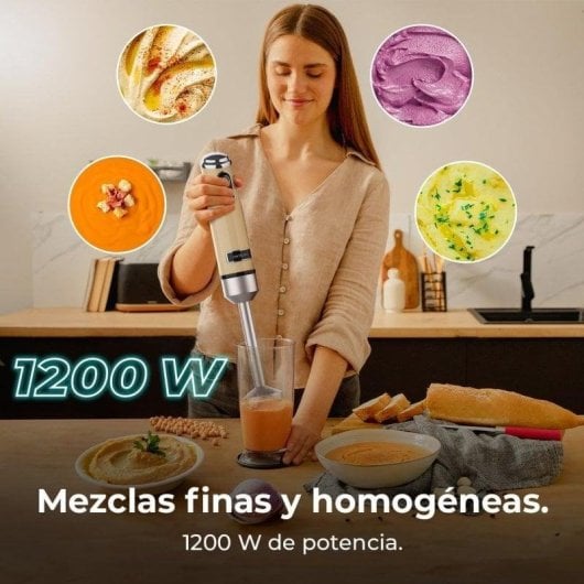 Cecotec Power RetroYellow 1200MAX Crean&Crush Batidora de Mano Retro 4 Cuchillas 0.5L 1200W Amarillo