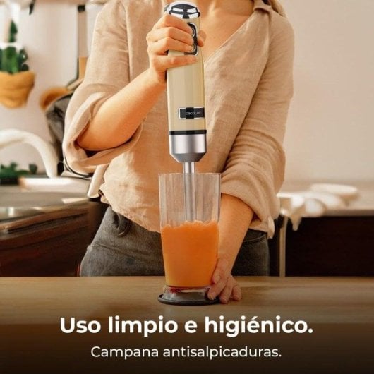 Cecotec Power RetroYellow 1200MAX Crean&Crush Batidora de Mano Retro 4 Cuchillas 0.5L 1200W Amarillo