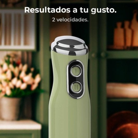 Cecotec Power RetroGreen 1200MAX Crean&Crush Batidora de Mano Retro 4 Cuchillas 0.5L 1200W Verde