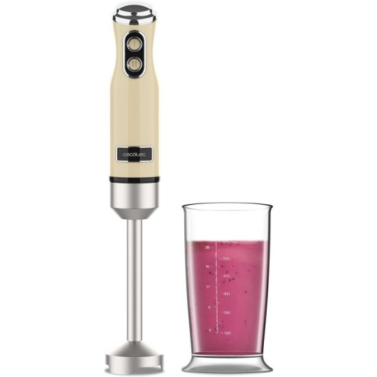 Cecotec Power RetroYellow 1200MAX Batidora de Mano Retro 4 Cuchillas 0.5L 1200W Amarillo