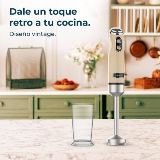 Cecotec Power RetroYellow 1200MAX Batidora de Mano Retro 4 Cuchillas 0.5L 1200W Amarillo