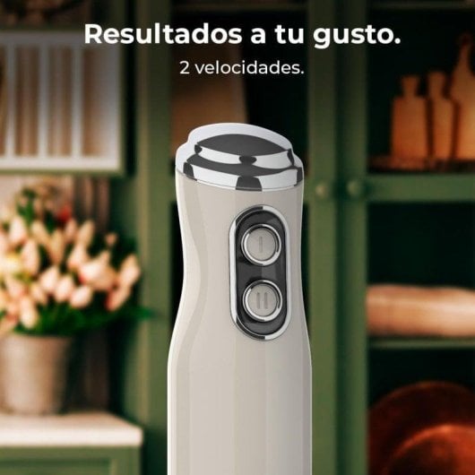 Cecotec Power RetroBeige 1200MAX Crean&Crush Batidora de Mano Retro 4 Cuchillas 0.5L 1200W Beige