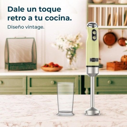 Batidora de mano Cecotec Power RetroGreen 1200MAX 1200W 0,5L 4 cuchillas retro