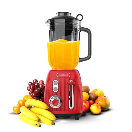 Blender Cecotec Power Black Titanium RetroRed 1200W 1.5L 4 lames Rétro Rouge