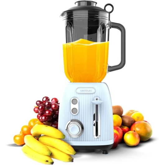 Cecotec Power Black Titanium RetroBlue Batidora de Vaso Retro 4 Cuchillas 1.5L 1200W Azul