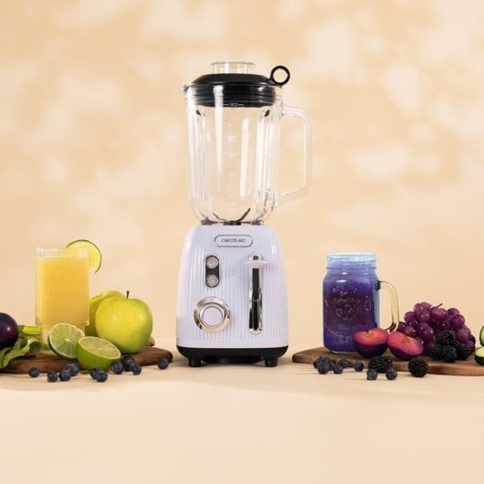 Cecotec Power Black Titanium RetroBlue Batidora de Vaso Retro 4 Cuchillas 1.5L 1200W Azul