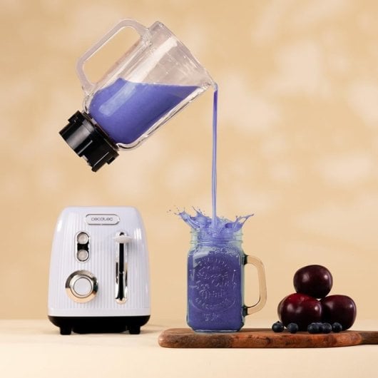 Cecotec Power Black Titanium RetroBlue Batidora de Vaso Retro 4 Cuchillas 1.5L 1200W Azul