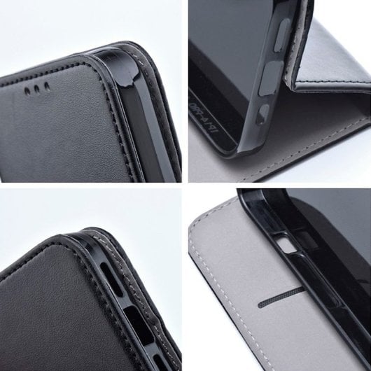 Étui à rabat noir lisse et cool pour iPhone 16 Pro