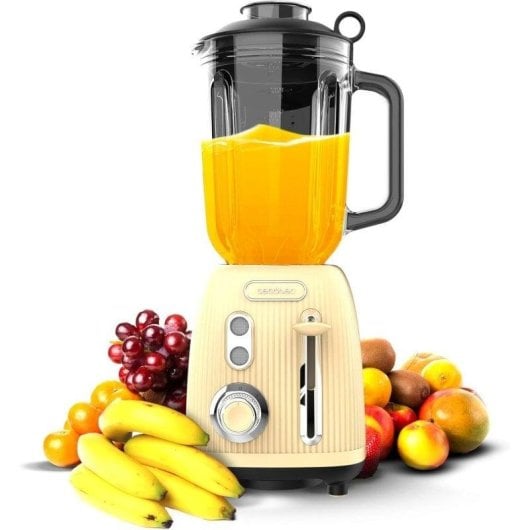 Cecotec Power Black Titanium RetroYellow Batidora de Vaso Retro 4 Cuchillas 1.5L 1200W Amarillo