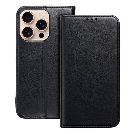 Coole schlichte schwarze Flip-Cover-Hülle für das iPhone 16 Pro Max