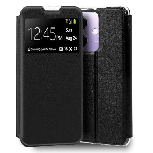 Custodia Flip Cover nera semplice e alla moda per Oppo A40 / A40m / A60 5G