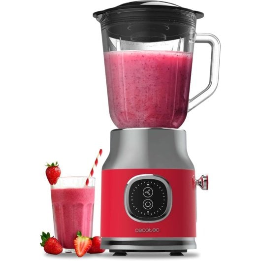 Cecotec RetroTwist Rouge Mélangeur Rétro en Verre 4 Lames 1L 800W Rouge