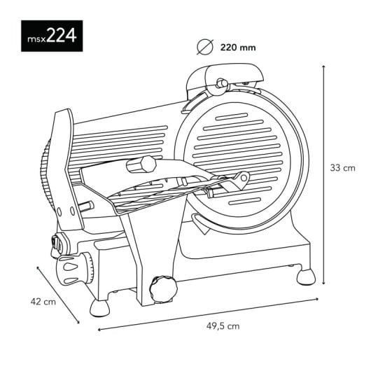 Trancheuse professionnelle H.koenig MSX224 avec coupe 0-12 mm, lame italienne 20 cm