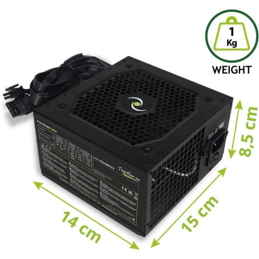 Alimentation Tecnoware Atx 550, ventilateur silencieux, 2xsata, 1x24 pôles, 1x4+4 pôles, 2xmolex