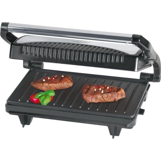 Kontaktgrill Clatronic MG 3519 Antihaft 700 W Edelstahl Schwarz Silber