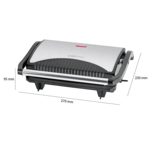 Kontaktgrill Clatronic MG 3519 Antihaft 700 W Edelstahl Schwarz Silber