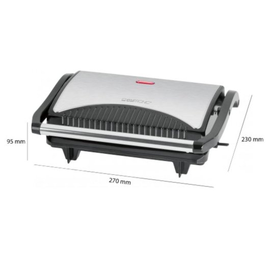 Kontaktgrill Clatronic MG 3519 Antihaft 700 W Edelstahl Schwarz Silber