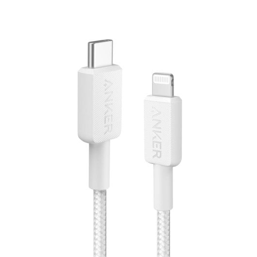 Anker Geflochtenes USB-C-auf-Lightning-Kabel 1,8 m Weiß