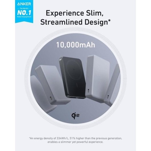 Batteria Esterna Anker MagGo 10000mAh Qi2 Magnetica Ultra Sottile Nera