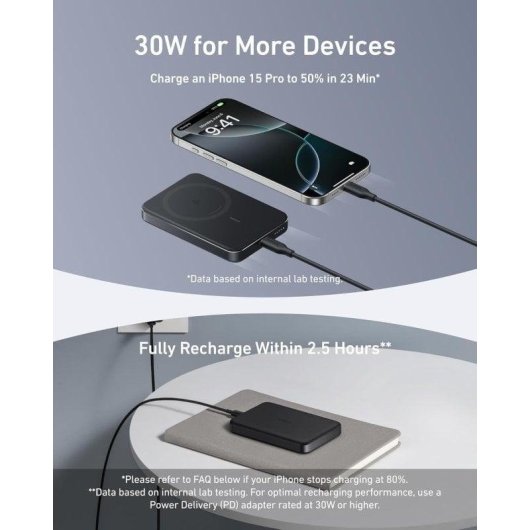Batteria Esterna Anker MagGo 10000mAh Qi2 Magnetica Ultra Sottile Nera