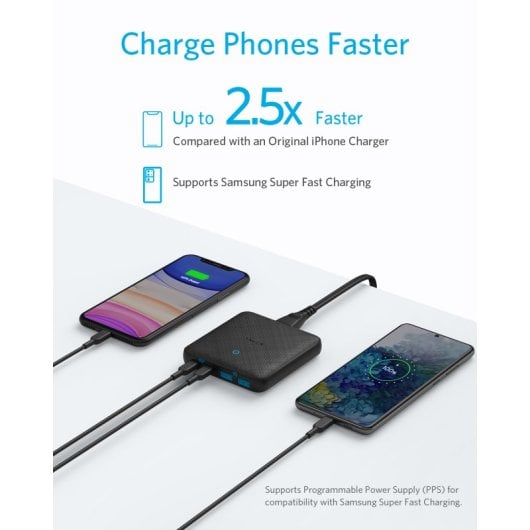 Anker PowerPort Atom III Dispositivo de Carga Multi-Carregador 65W Preto