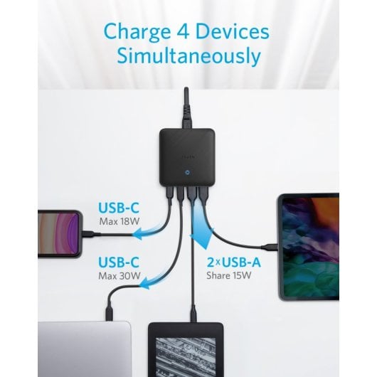 Anker PowerPort Atom III Dispositivo de Carga Multi-Carregador 65W Preto