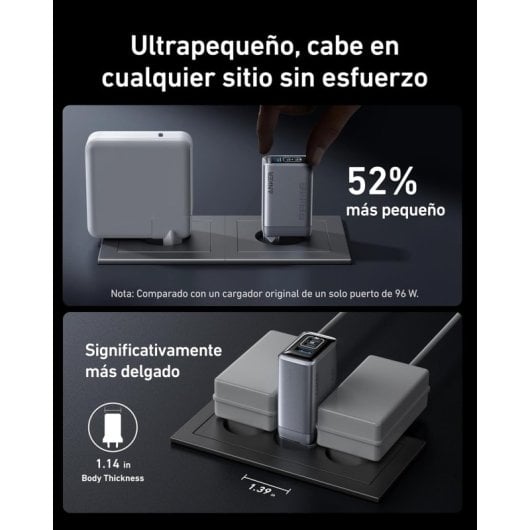 Caricabatterie Anker Prime Caricatore 3 porte USB/USB-C GaN 100 W Grigio