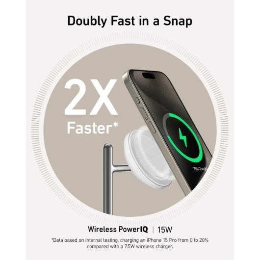 Stazione di ricarica wireless regolabile Anker MagGo 3 in 1 Qi2 15W Bianca