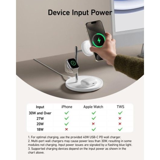 Stazione di ricarica wireless regolabile Anker MagGo 3 in 1 Qi2 15W Bianca