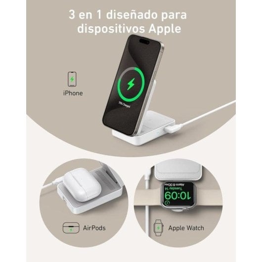 Chargeur sans fil Anker MagGo 3 en 1 Qi2 15 W