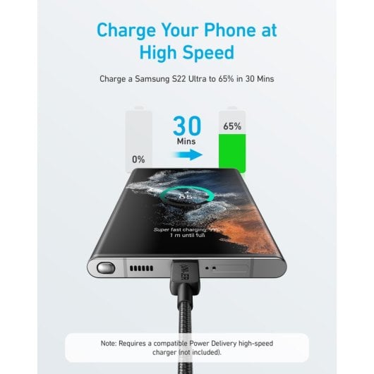 Anker Cable USB-C a USB-C Nylon 3m 60W Negro