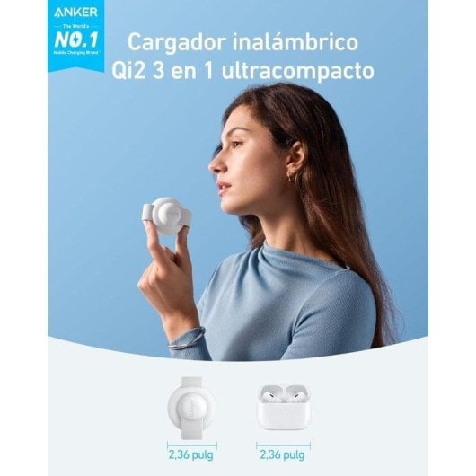 Estación de carga inalámbrica Anker MagGo 3 en 1 MagSafe Qi2 15W Blanco