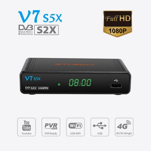 GTMedia V7 S5X Descodificador Satélite DVB-S/S2/S2X FullHD 1080p