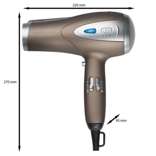 ProfiCare HTD 3113 BR Secador de Pelo Profesional con Difusor de Rizos 2.200W Dorado