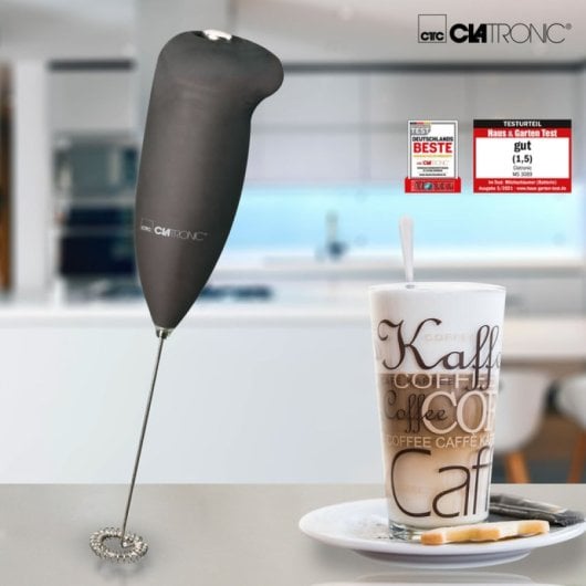 Clatronic MS 3089 Batteriebetriebener Milchaufschäumer, Schwarz