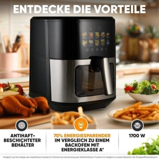 Fritadeira de Ar ProfiCook FR 1286 H 6,5L 1700W com ecrã LED e janela