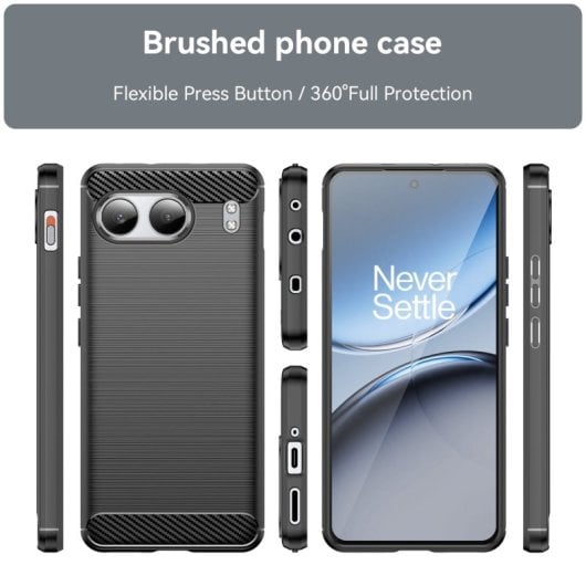 Max Power Digital Funda Fibra De Carbono Para Oneplus Nord 4 Antigolpes Silicona Negra