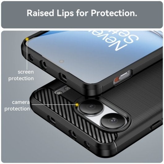Max Power Digital Funda Fibra De Carbono Para Oneplus Nord 4 Antigolpes Silicona Negra