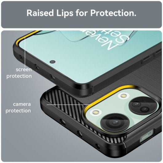 Max Power Digital Funda Fibra De Carbono Para Oneplus Nord 3 Antigolpes Silicona Negra