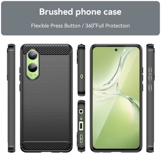 Max Power Digital Kohlefaser-Schutzhülle für Oneplus Ce 4 Lite, stoßfest, schwarzes Silikon