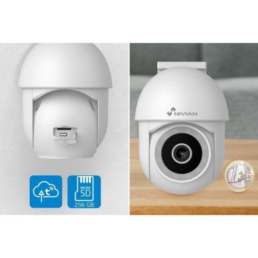 Caméra de surveillance Nivian NVS-IPC-0S4-L-MINI 2K Vision Nocturne Intérieur et Extérieur Détection IA Audio Bidirectionnel Contrôle Vocal