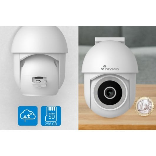 NIVIAN - Caméra PTZ WiFi 2,4 Ghz Half4K 2560x1440 | Vision nocturne couleur | Détection de mouvement et humaine | Compatible avec Alexa et Google Accueil | Contrôlez votre application