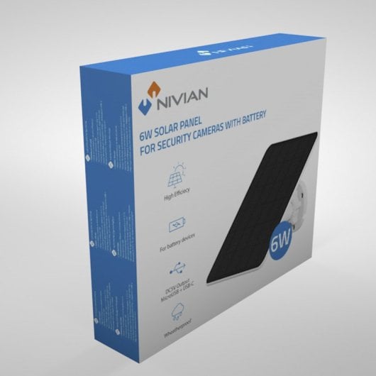 Pannello solare Nivian NV-SOLAR5V-6W 6W per telecamere di sicurezza IP Connettore USB-C
