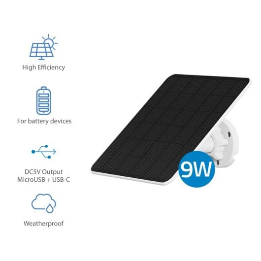 Pannello solare Nivian NV-SOLAR5V-9W 9W per telecamere di sicurezza IP Connettore USB-C