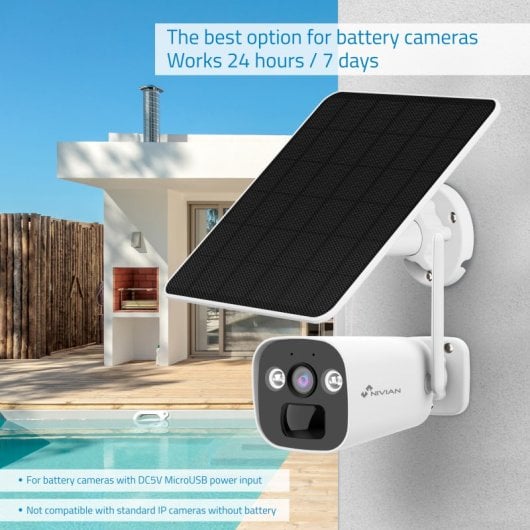 Pannello solare Nivian NV-SOLAR5V-9W 9W per telecamere di sicurezza IP Connettore USB-C