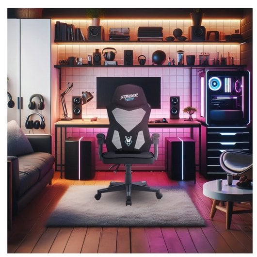 Woxter Stinger Station Sense Ergonomischer Gaming-Stuhl, schwarzer Stoff