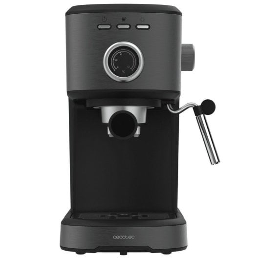 Cecotec Power Espresso 20 Pecan Espressomaschine aus Stahl mit einstellbarem Dampfgarer, 20 Riegel, schwarz