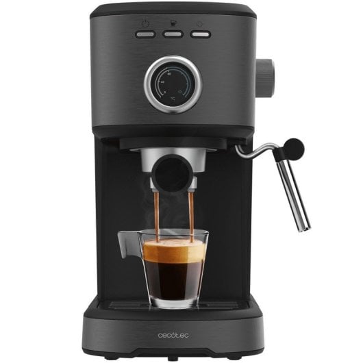 Cecotec Power Espresso 20 Pecan Espressomaschine aus Stahl mit einstellbarem Dampfgarer, 20 Riegel, schwarz