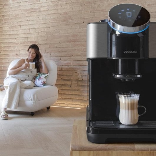 Cecotec Cremmaet Spin Máquina de Café Super Automática Tátil com Moinho 15 Bar Preta/Aço Inoxidável