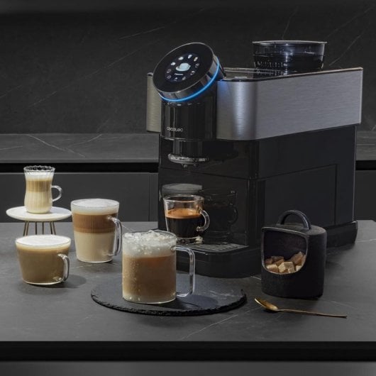 Cecotec Cremmaet Spin Máquina de Café Super Automática Tátil com Moinho 15 Bar Preta/Aço Inoxidável